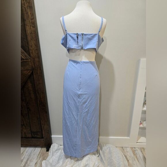 Bardot cut out slit midi in light blue NWOT size 12 - Picture 4 of 5